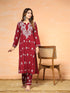 Fizaa Chikankari Long Modal Kurta Set - Maroon